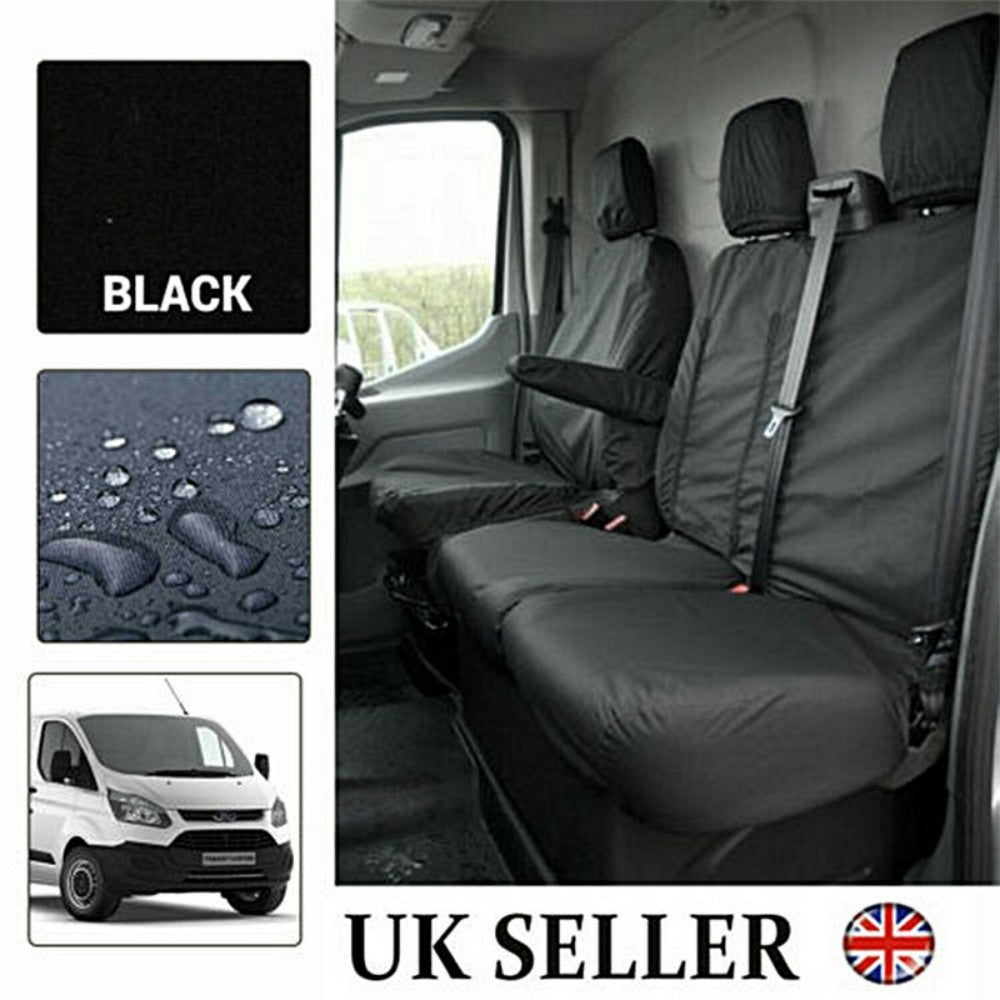 Black Waterproof Van Seat Covers 2 1 ONLY For Ford Transit Car Seat Cover Protector Set