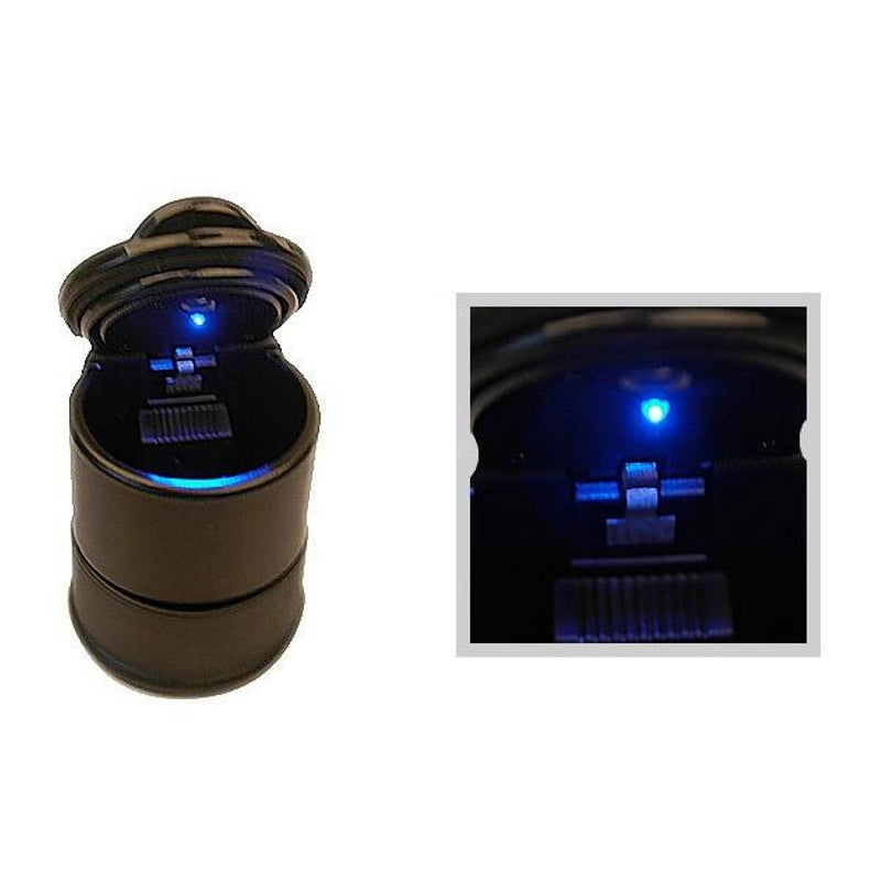 Black portable gift gadget with blue LED light, shown open with closeup, sps street style