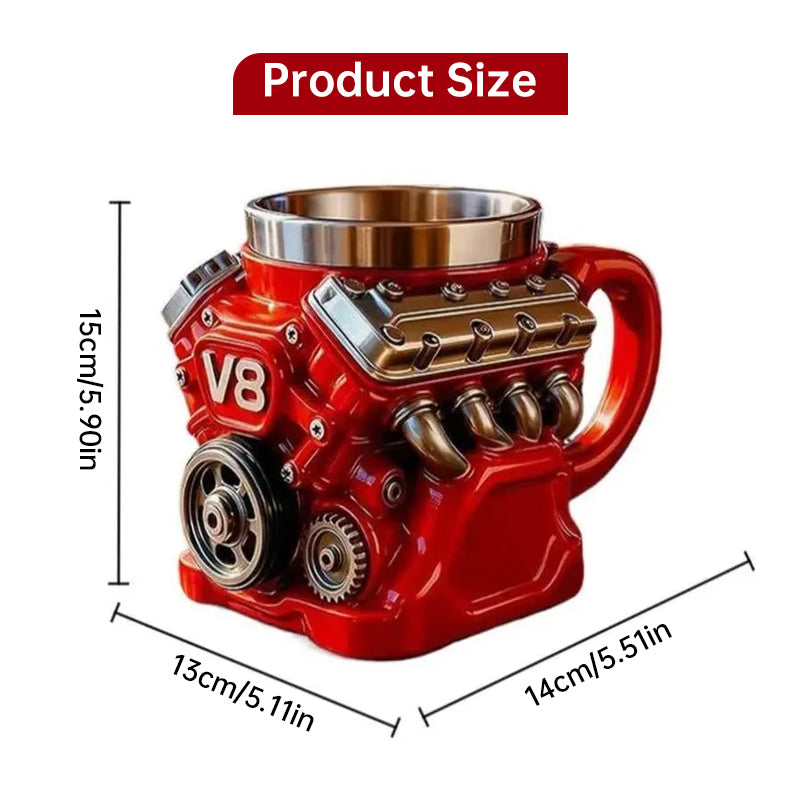 V8 Engine Mug | Stainless Steel Coffee Cup for Car Lovers