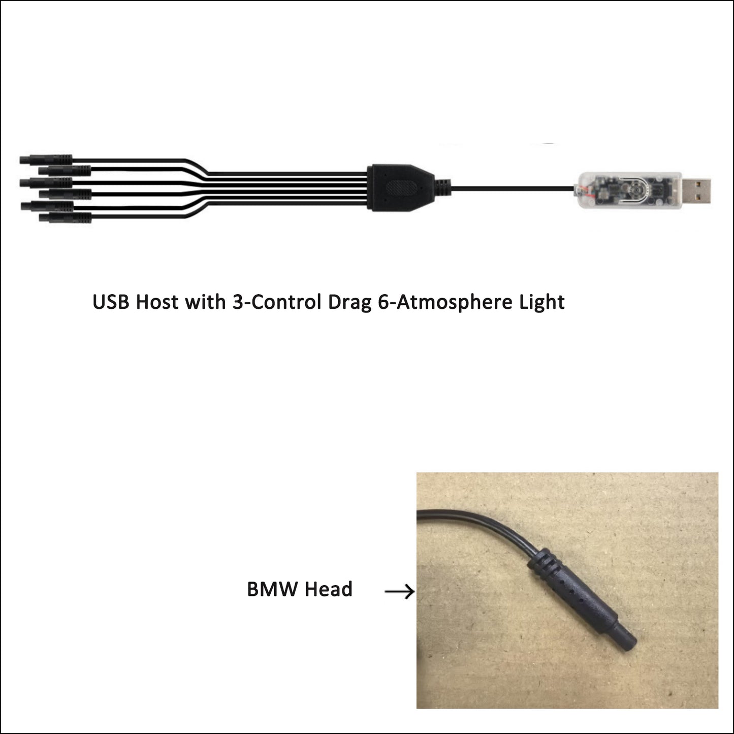 USB host 3-control drag 6-atmosphere light cable with BMW connector, sps street style accessory