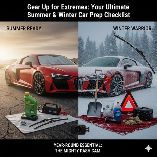 car on left in summer conditions car on right with winter conditions