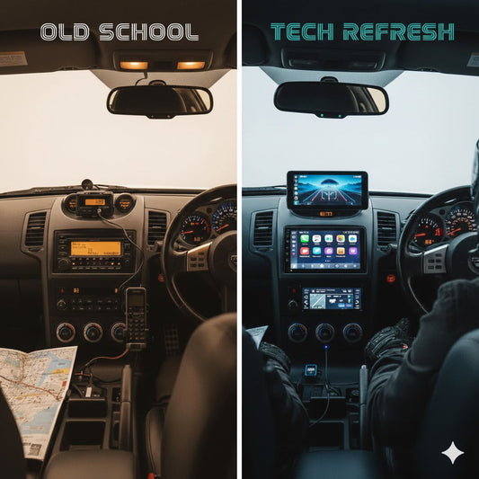car dash on left no tech car dash on right with tech upgrades