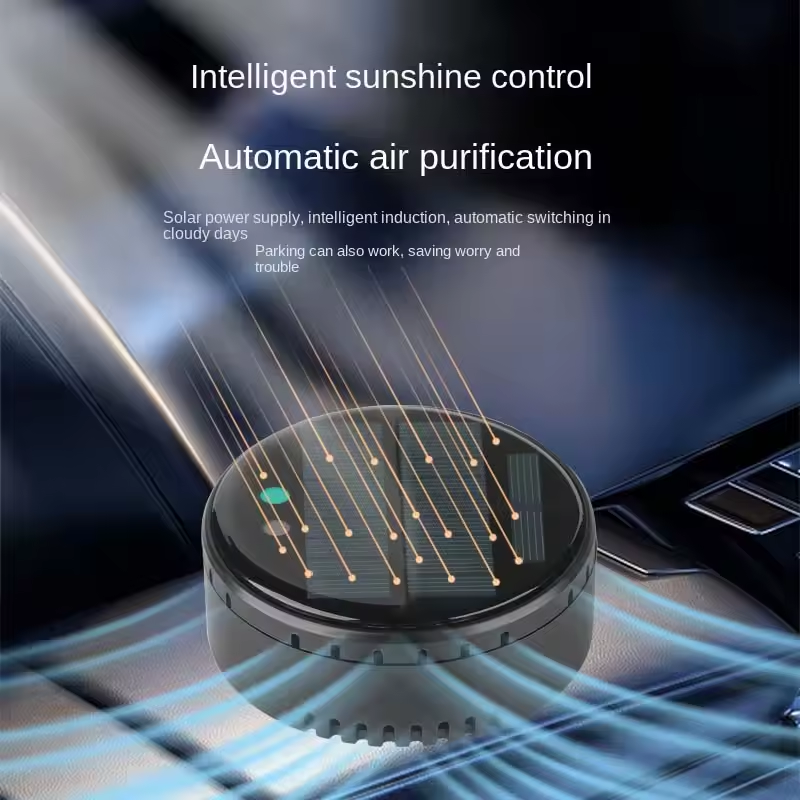 Solar-powered smart air purifier on car seat for automatic air purification, sps street style
