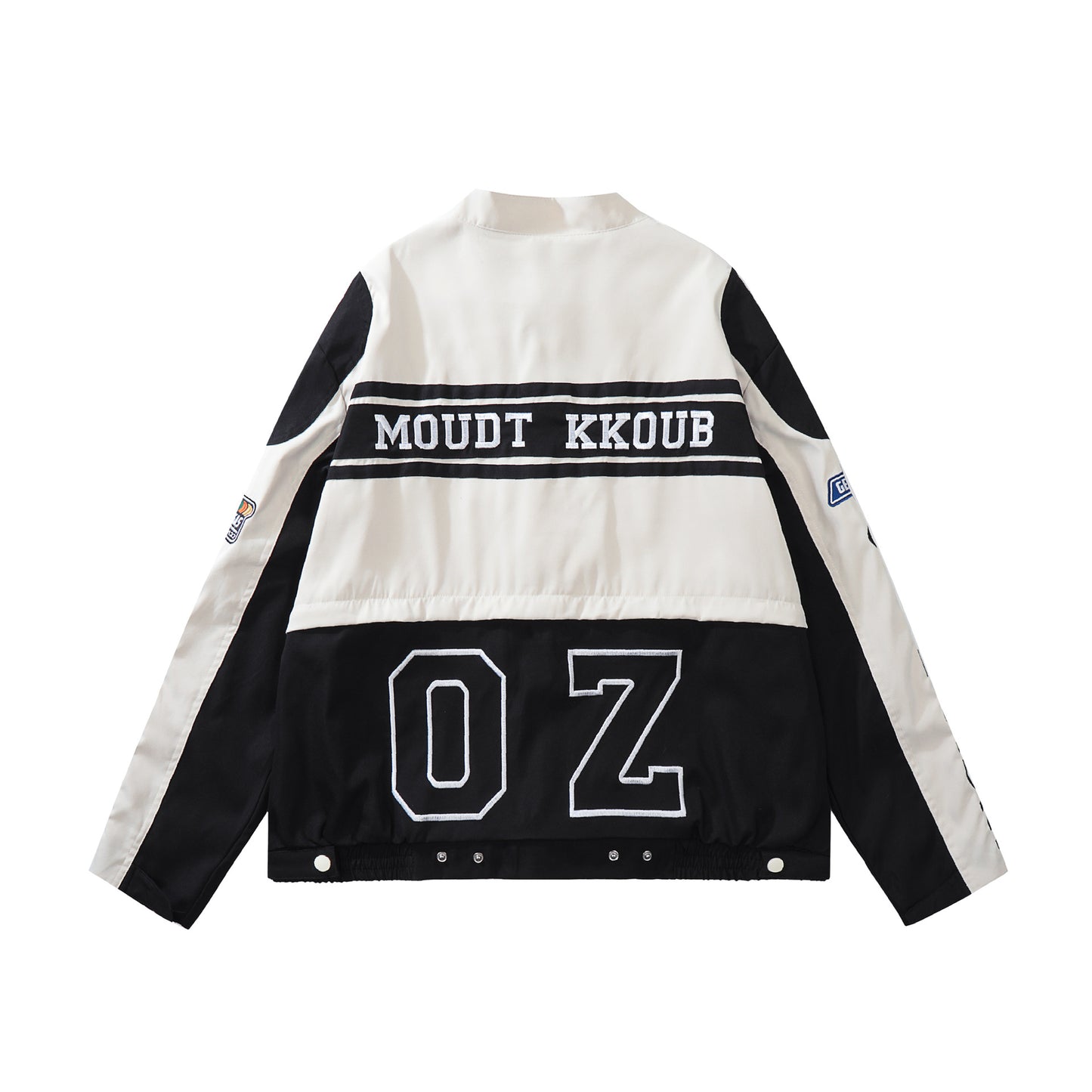 Men's Motorcycle Jacket with Embroidery and Zipper Closure