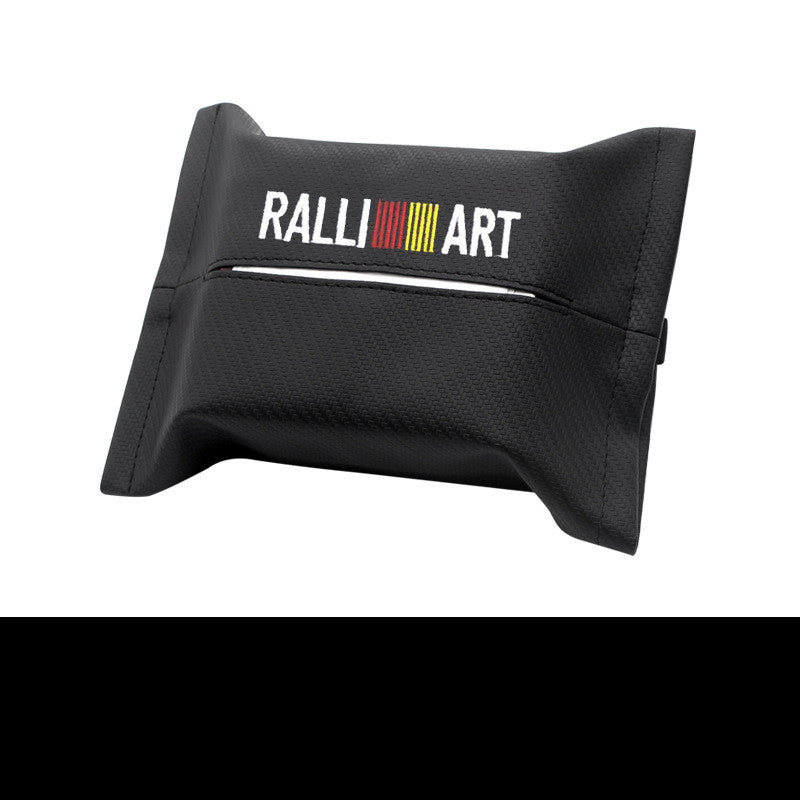 Black Ralliart car tissue holder with embroidered logo, sps street style accessory