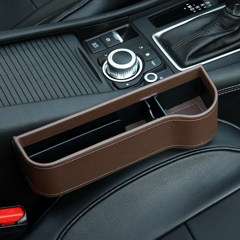Brown leather car seat gap organizer for storage, quality useful item, SPS street style