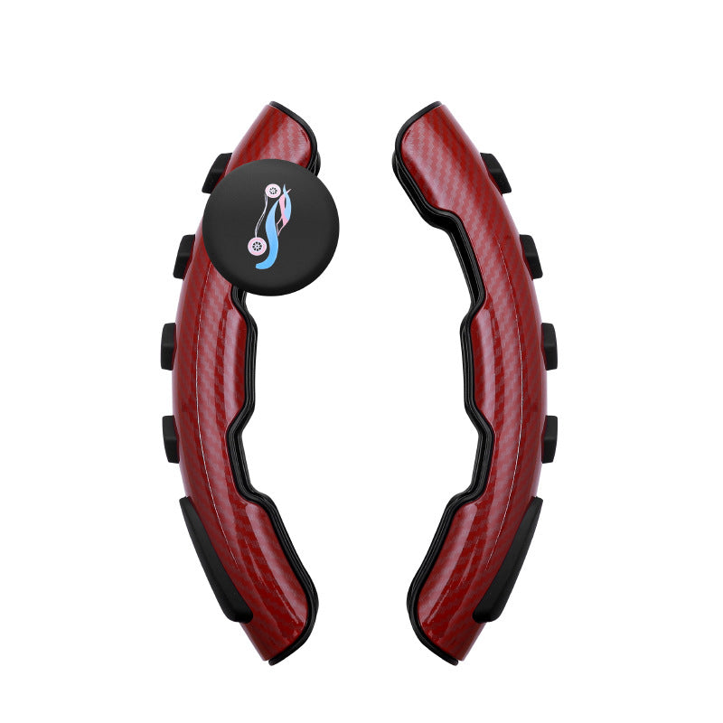 Red carbon fiber car steering wheel trim with black buttons, sps street style accessory