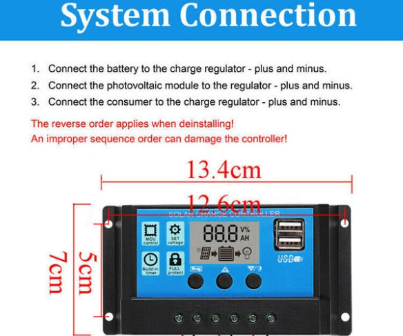 Solar panel charging controller