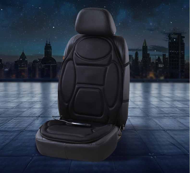 Luxury black car seat cover on rooftop with city skyline, sps street style quality gift