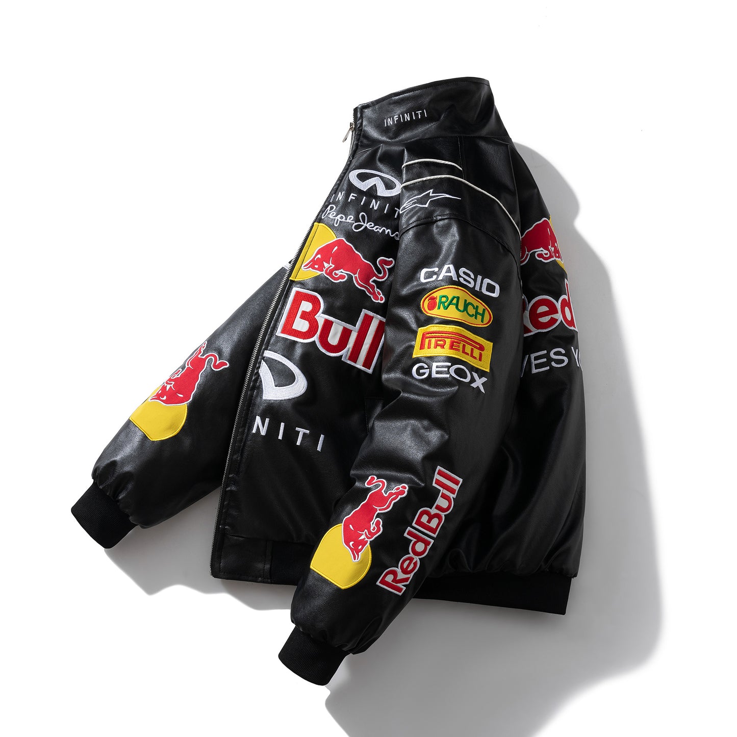 Heavy Embroidery PU Leather Jacket Motorcycle Riding Coat Men's Autumn Winter Leather Jacket Trendy