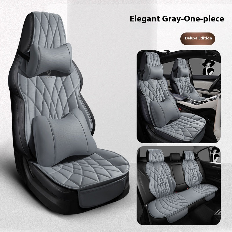 Elegant gray car seat cover deluxe edition, quilted design, luxury style, sps street style