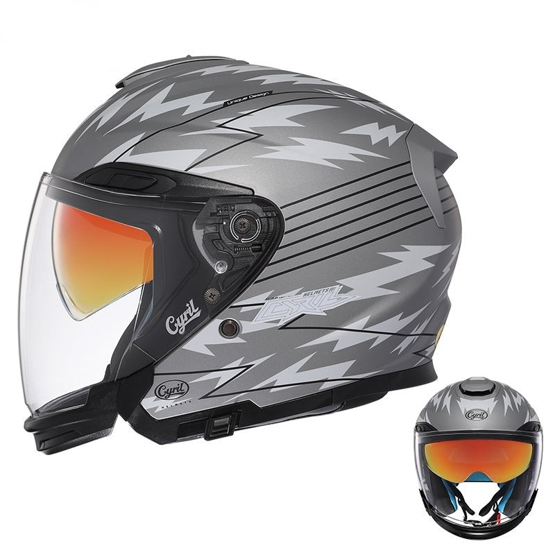 Summer Men's Motorcycle Half Three-quarter Helmet Men's All-season Double Visor