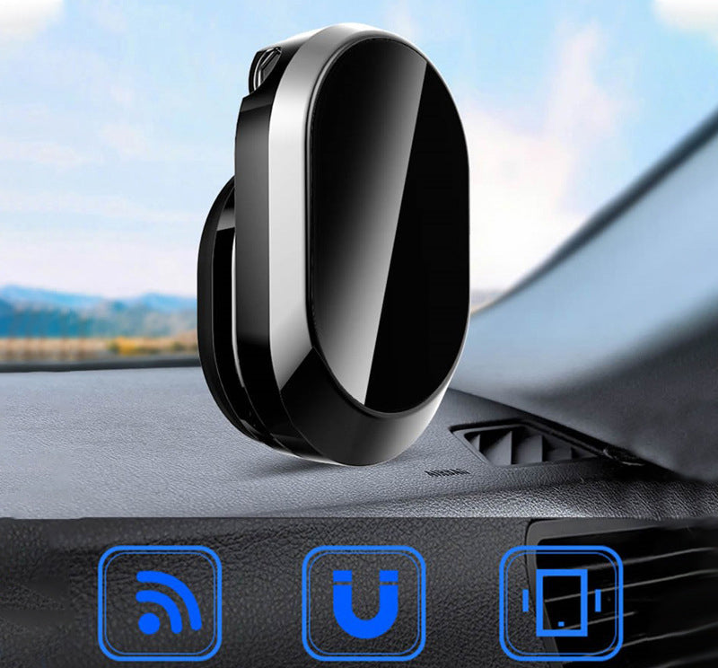 Sleek magnetic car phone holder mounted on dashboard, modern auto accessory gift