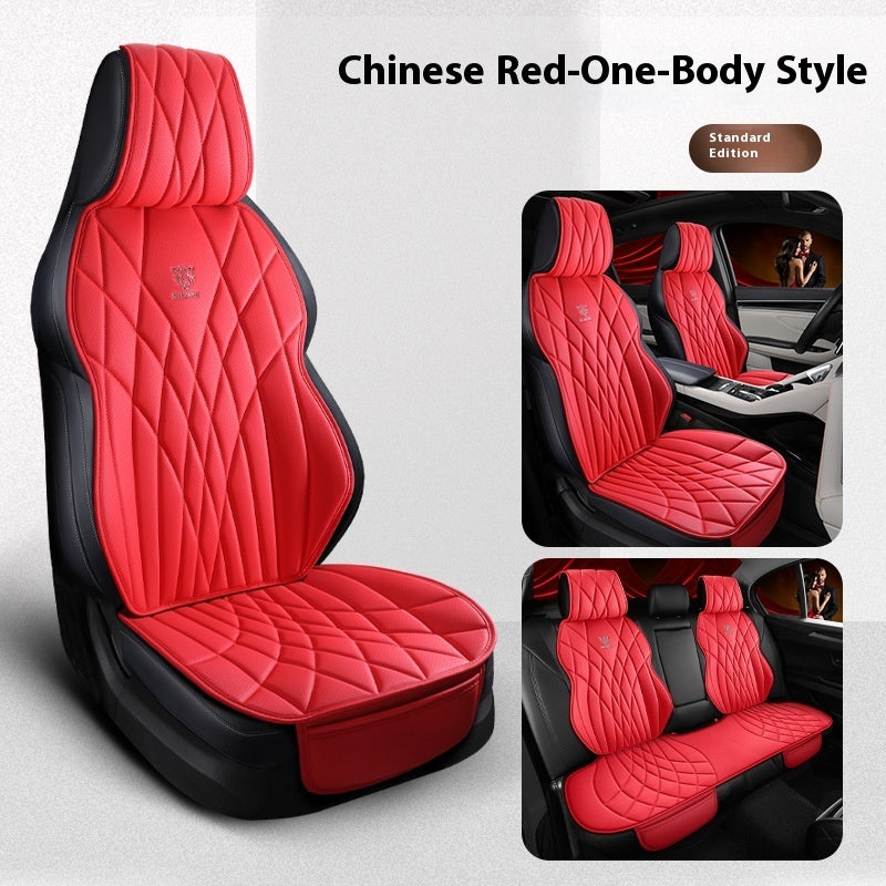 Sleek red diamond-stitched car seat covers, modern street style auto interior accessory