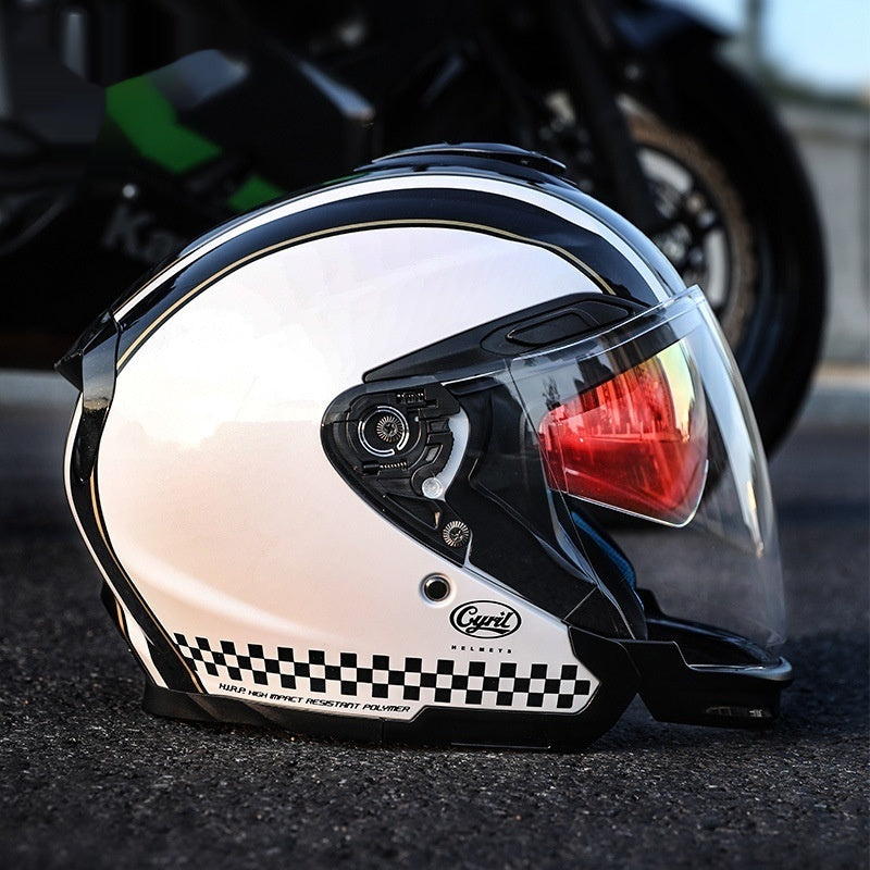 Summer Men's Motorcycle Half Three-quarter Helmet Men's All-season Double Visor