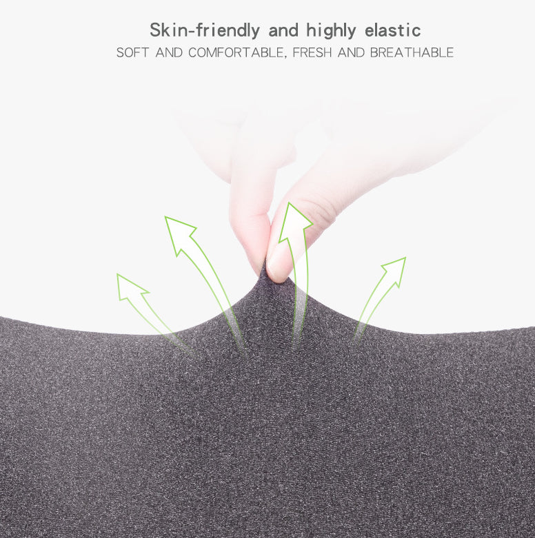 Hand stretching soft, elastic dark fabric with breathable arrows for sps street style