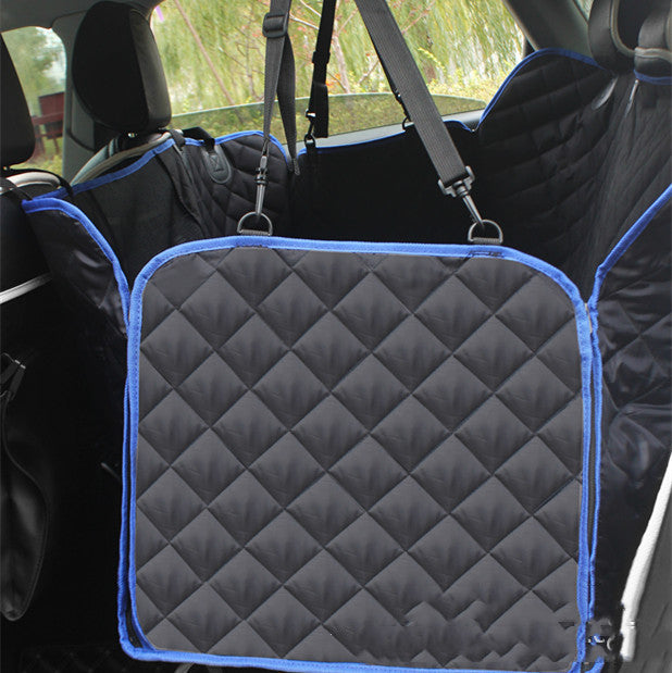 Quilted black and blue car seat cover, protective mat for pets, sps street style accessory