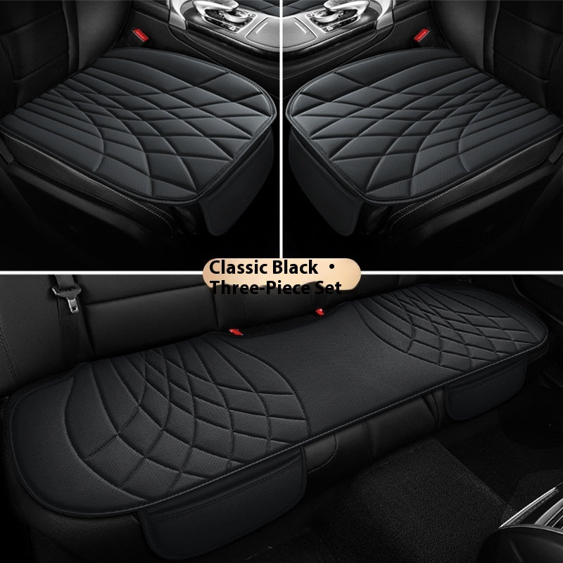 Classic black car seat covers three-piece set, stylish diamond stitching, sps street style