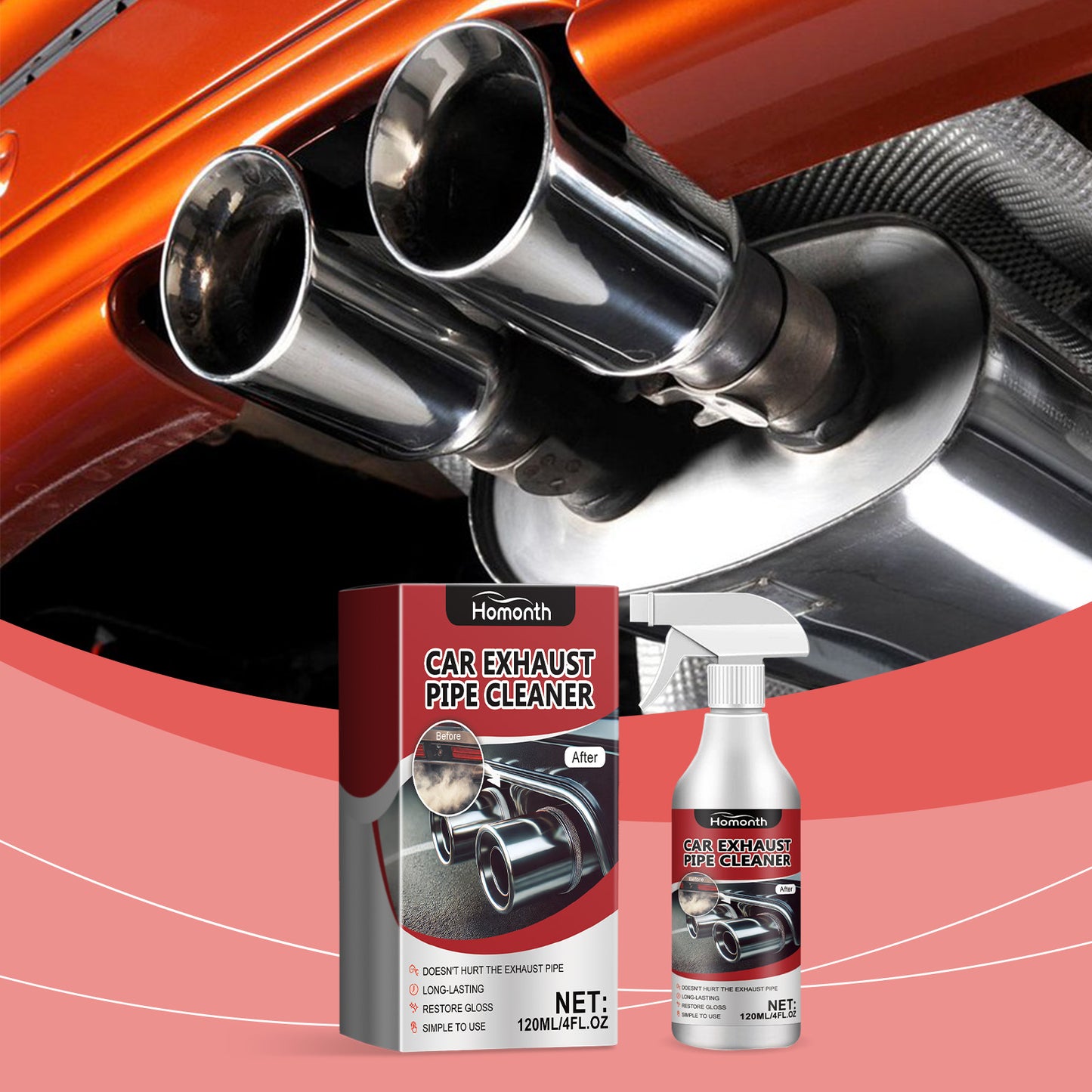 Car Exhaust Cleaner Scrub Spray Car Exhaust Pipe Decontamination And Rust Removal Cleaner