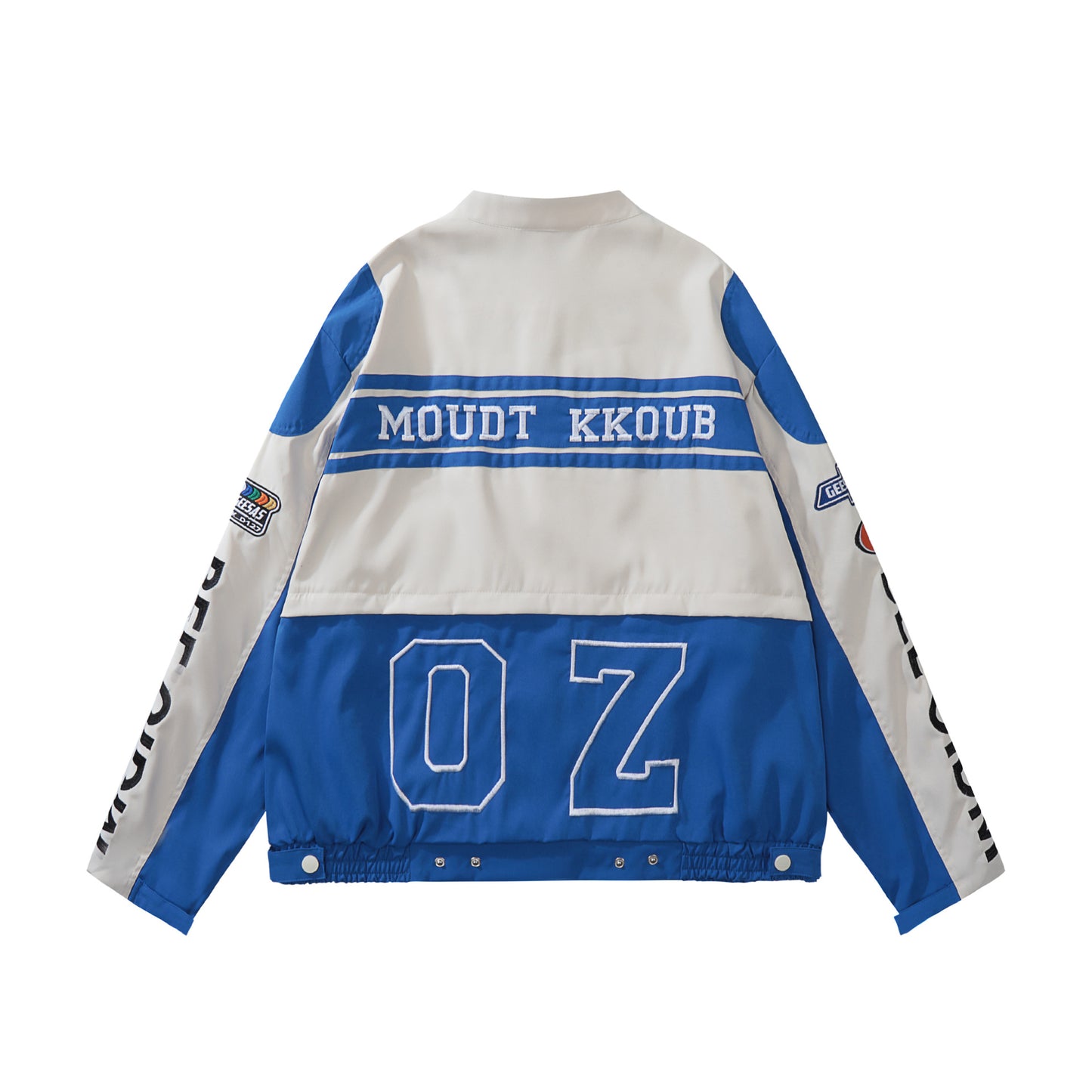 Men's Motorcycle Jacket with Embroidery and Zipper Closure