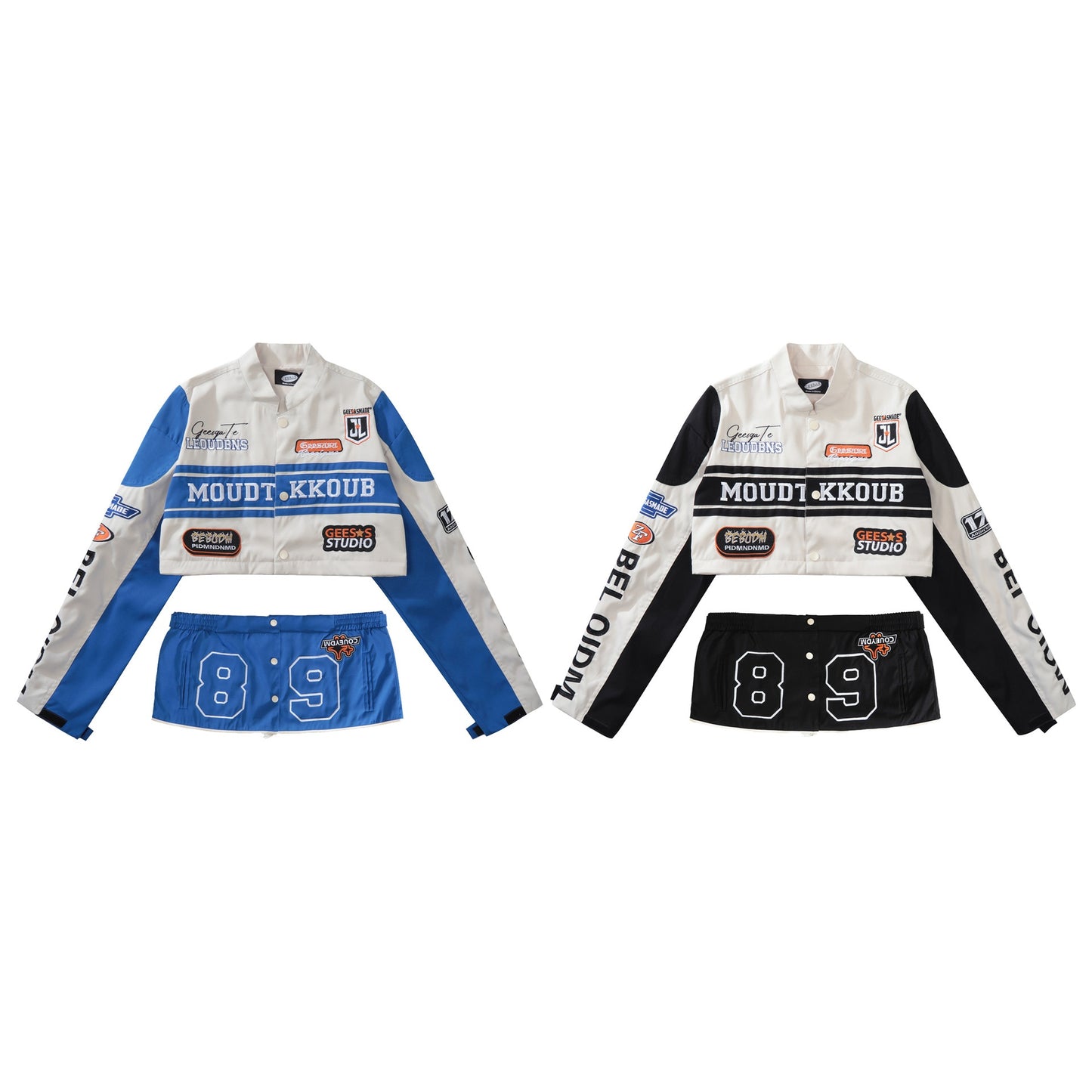 Men's Motorcycle Jacket with Embroidery and Zipper Closure