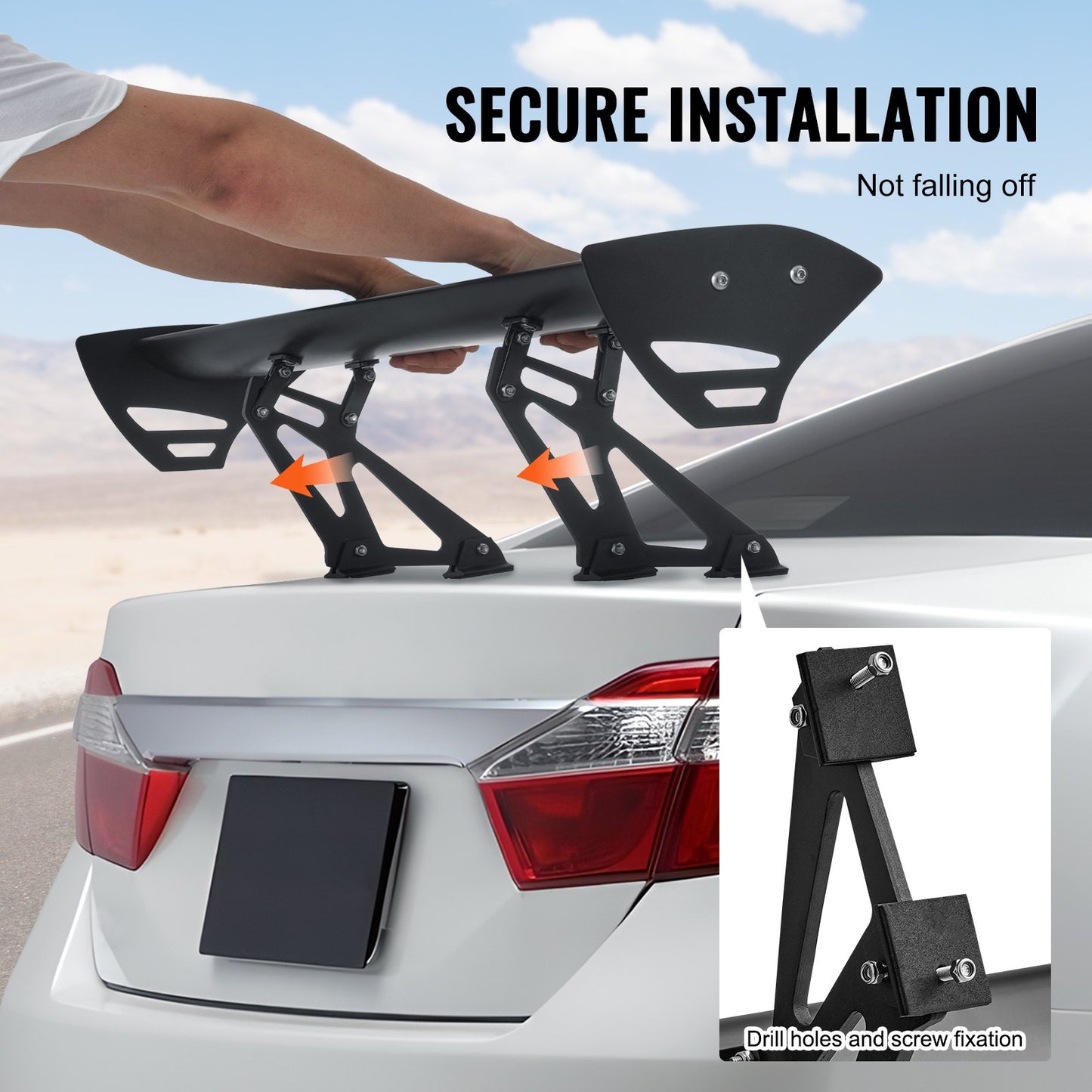 Universal Rear Spoiler GT Style Adjustable Trunk Wing Car Racing 43.3 Inches,110 Cm