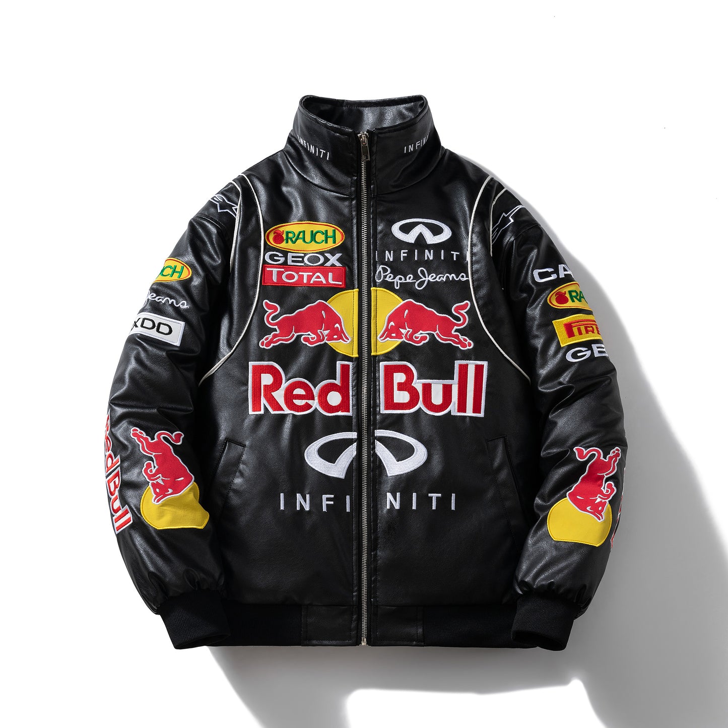 Heavy Embroidery PU Leather Jacket Motorcycle Riding Coat Men's Autumn Winter Leather Jacket Trendy