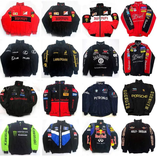 F1 racing suit embroidered autumn and winter European and American style retro American riding suit casual jacket motorcycle riding suit jacket