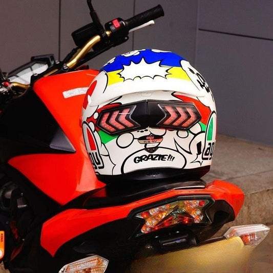 Motorcycle Wireless Helmet Light Synchronous Brake Steering Double Flash Signal Warning Light