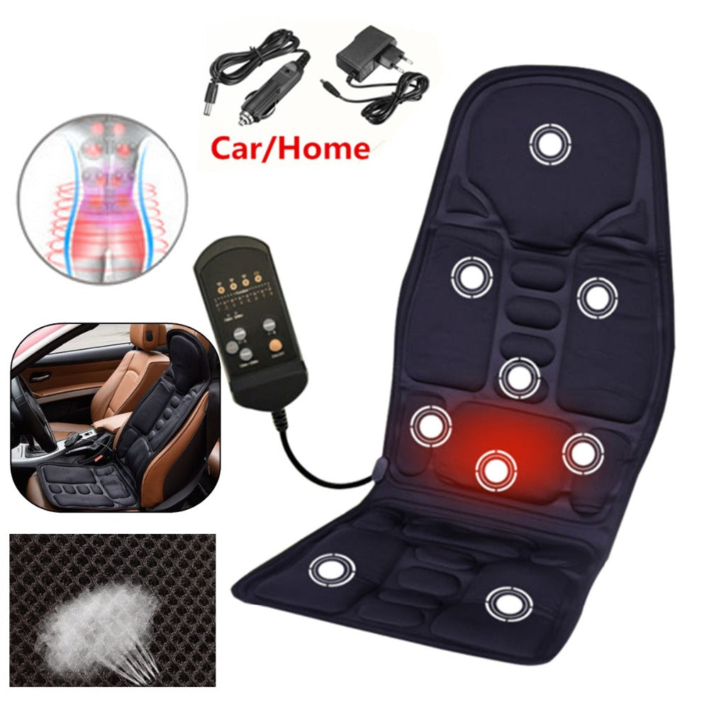 Heated massage seat cushion with remote for car and home, shown on a car seat, sps street style gift