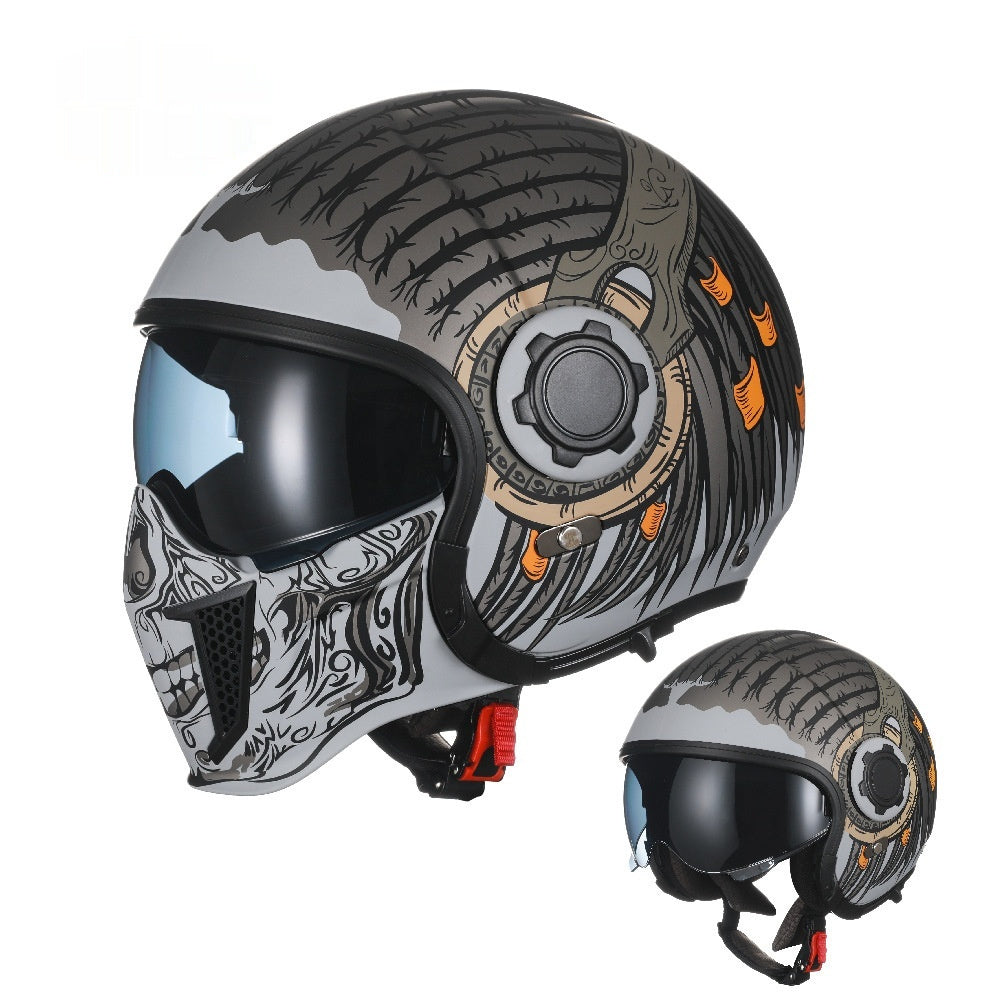 Black Warrior Motorcycle Retro Helmet