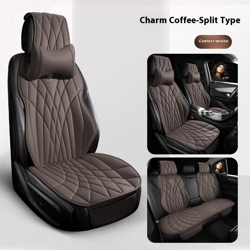 Charm coffee split type car seat covers, quilted brown leather, sps street style accessories