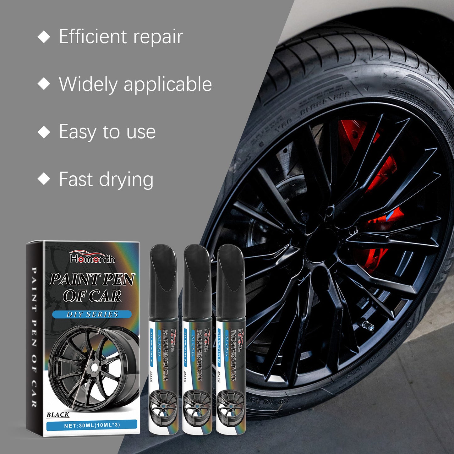 Black Car Wheel Scratches Repair Pen Car Paint Scratches Scratches Decontamination Repair Paint Pen