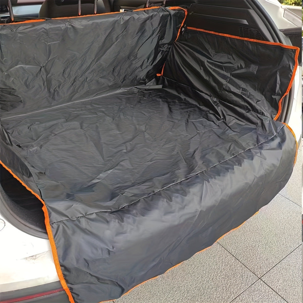 Waterproof black car trunk cover with orange trim for cargo protection, sps street style