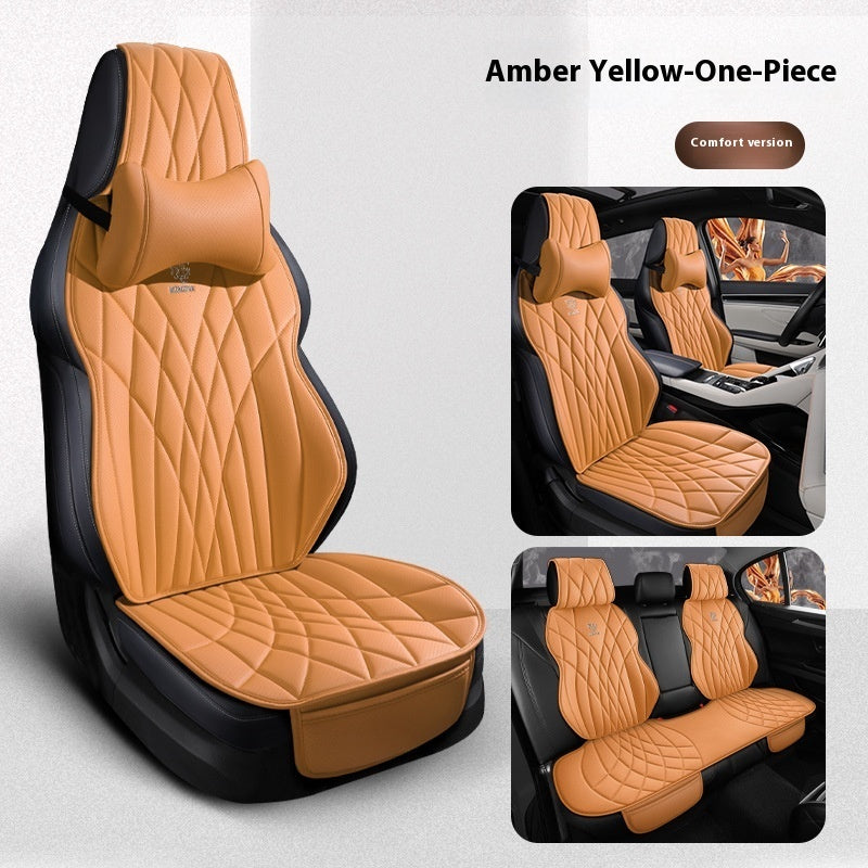 Amber yellow one-piece car seat covers, quilted leather, comfort style, sps street style