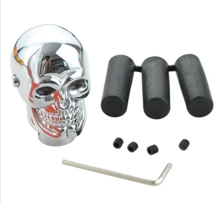 Chrome skull gear shift knob kit with mounting hardware, sps street style accessory