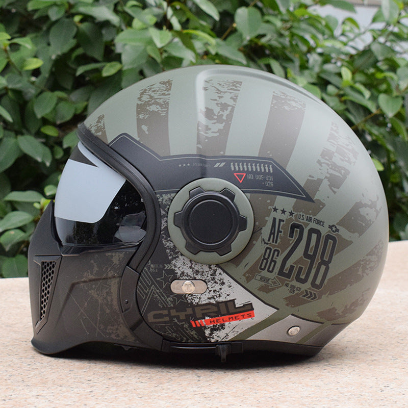Black Warrior Motorcycle Retro Helmet