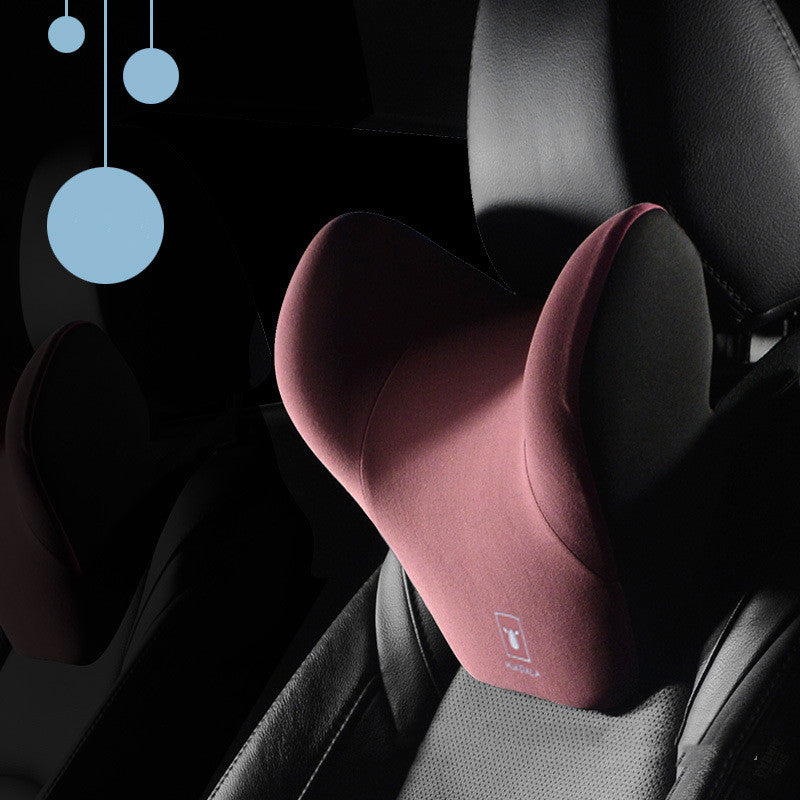 Ergonomic maroon neck pillow on black car seat, sps street style quality gift