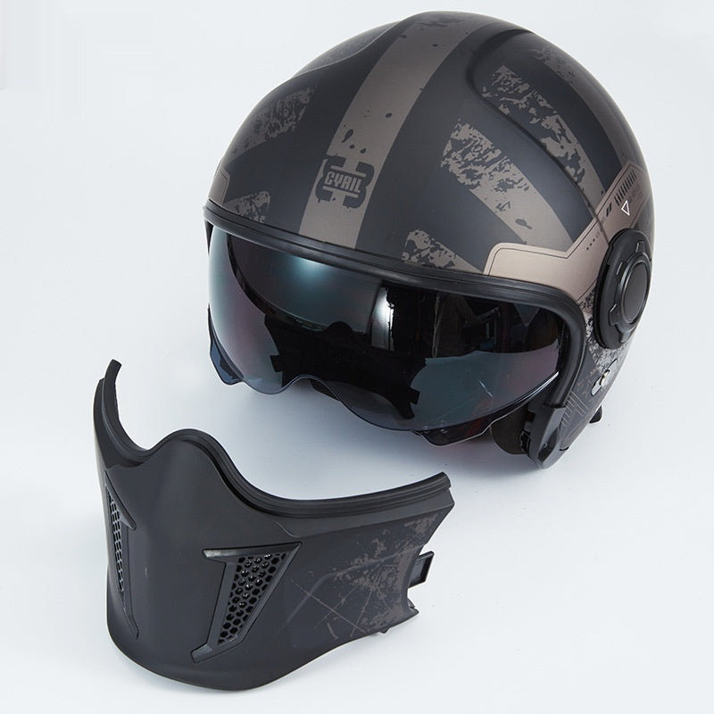 Black Warrior Motorcycle Retro Helmet