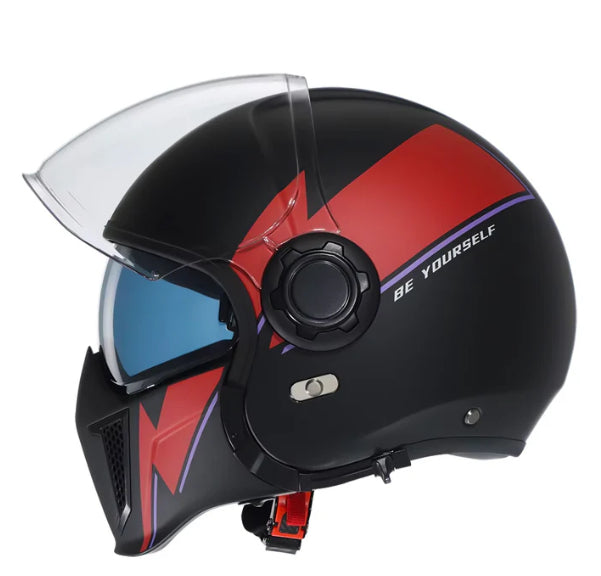 Black Warrior Motorcycle Retro Helmet