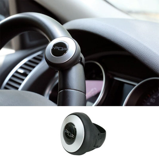 Black and silver steering wheel knob for cars, ergonomic accessory from sps street style