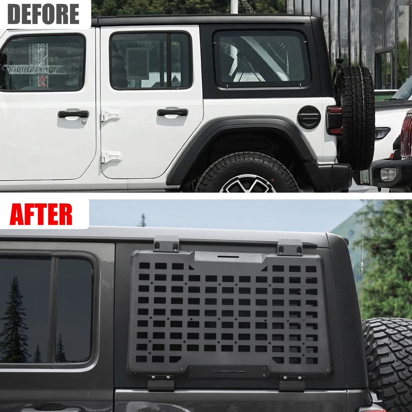 Rear Window Molle Panel System for 2018-2024 Jeep Wrangler JL 4Doors - Modular Storage and Protective Decoration