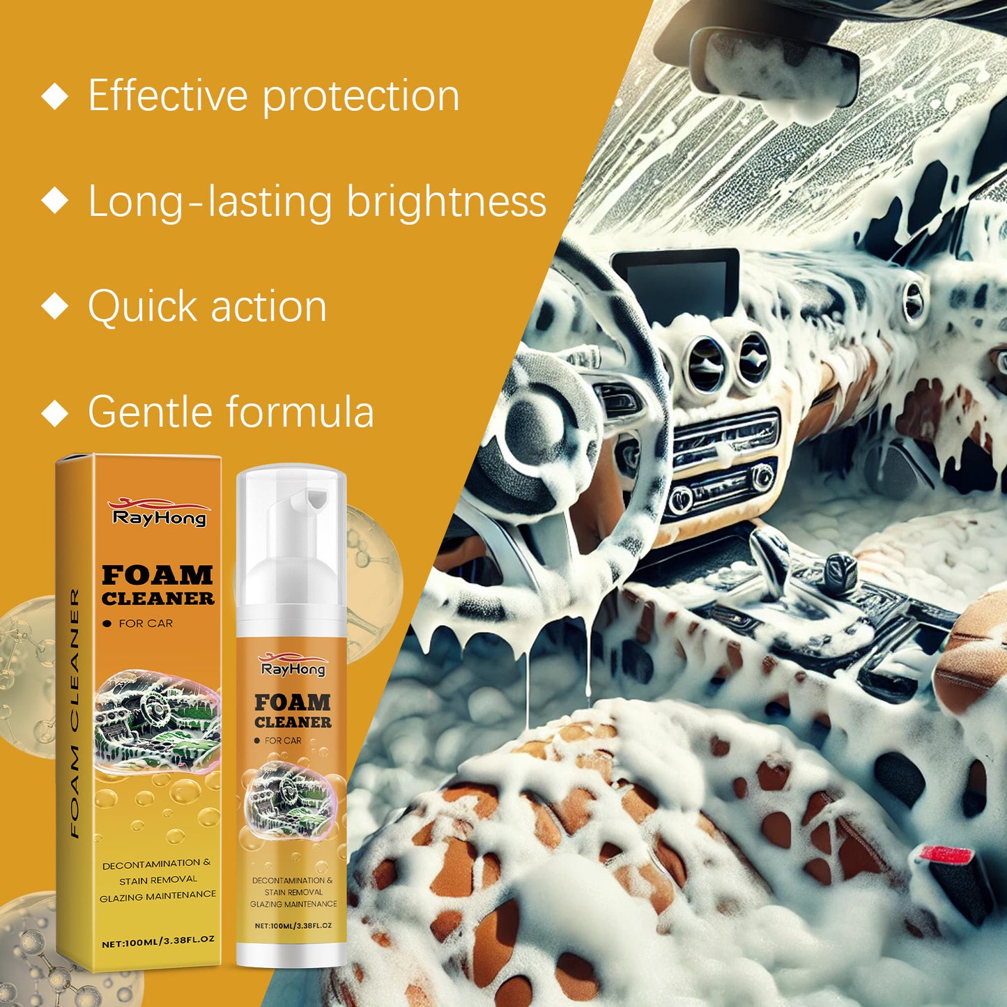 Car Foam Cleaner Car Interior Maintenance Decontamination Waterproof Maintenance Cleaning Foam Agent