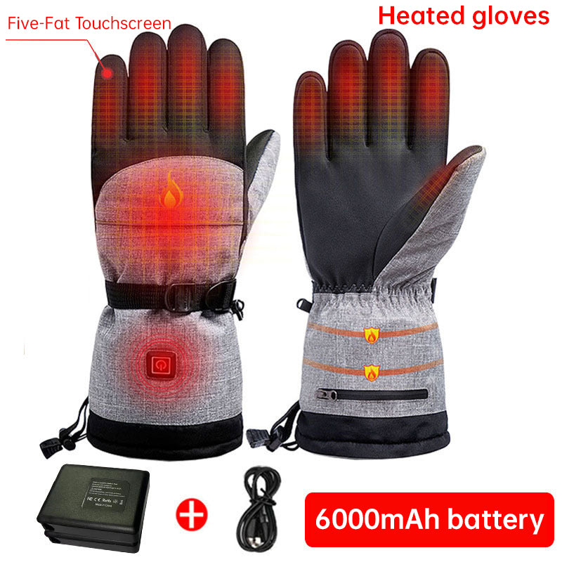 Electric Heated Gloves - Waterproof Winter Warm Rechargeable Gloves for Ski, Snowmobile and Outdoor Activities