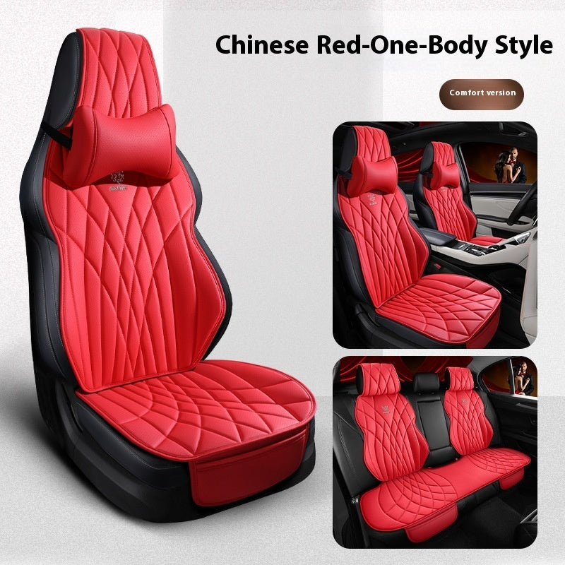 Red diamond-stitched car seat covers, front and rear seats, sps street style accessory