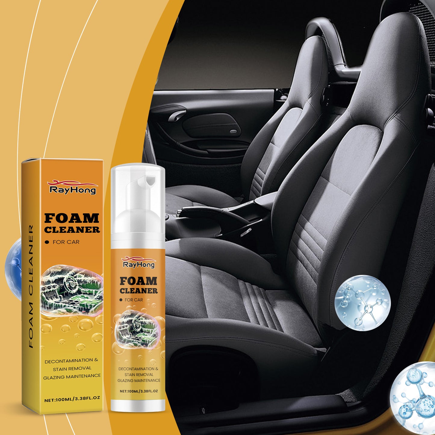 Car Foam Cleaner Car Interior Maintenance Decontamination Waterproof Maintenance Cleaning Foam Agent