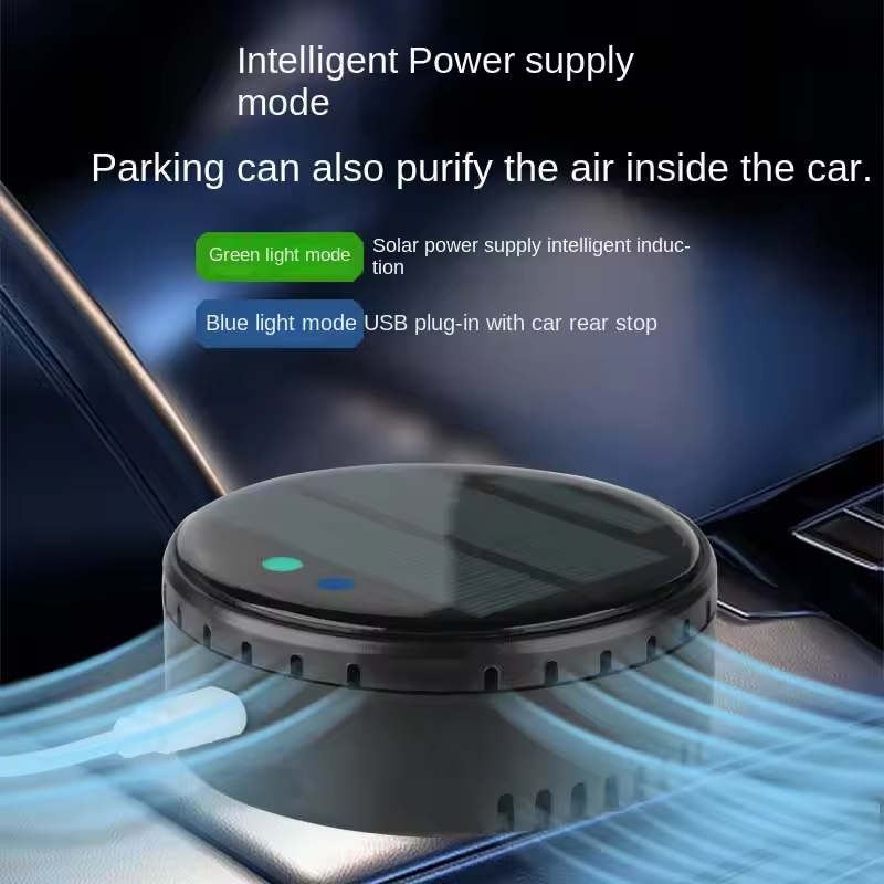 Car solar air purifier with USB charging on dashboard, sps street style quality gift