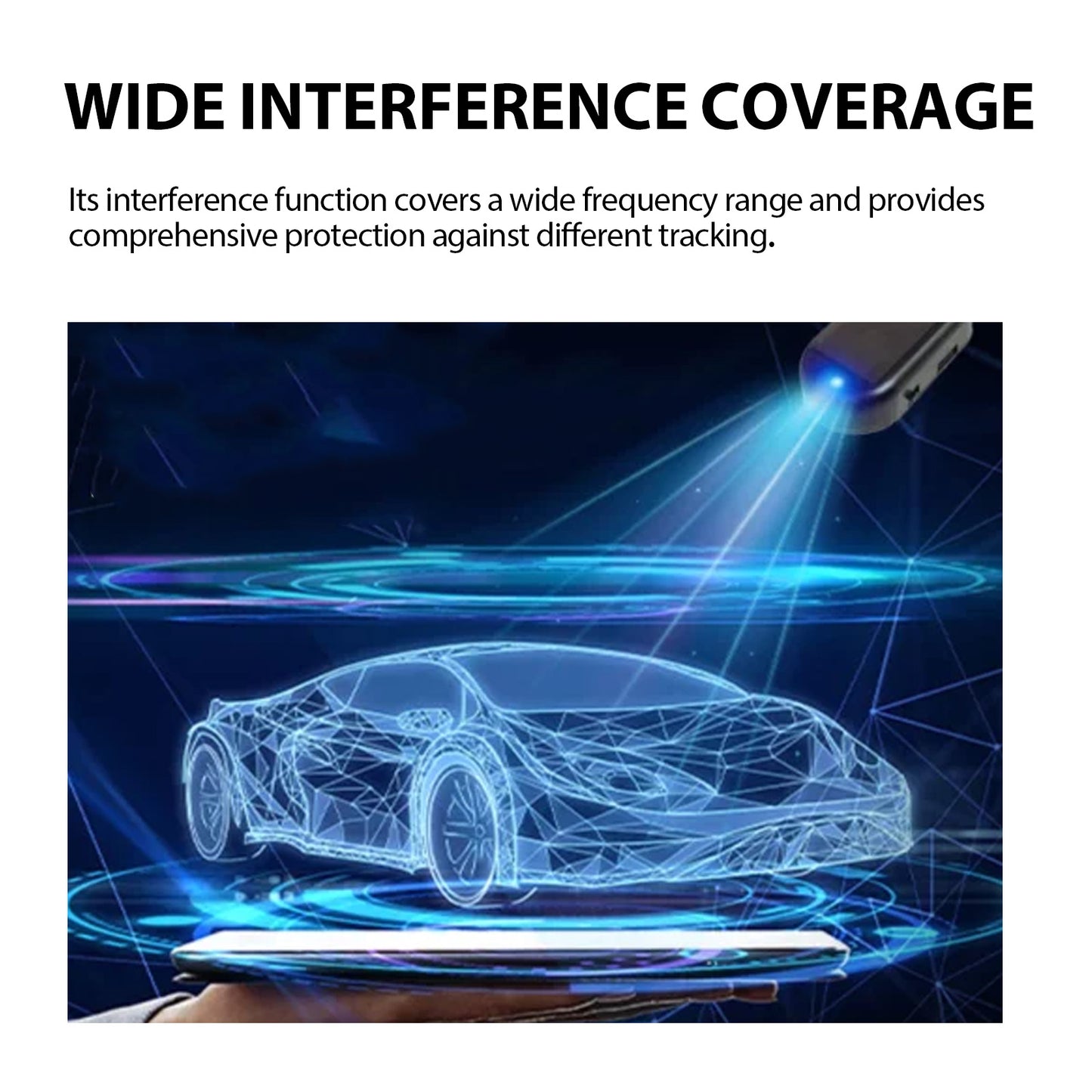 Holographic sports car with anti-tracking wide interference device, tech gift on sps street style