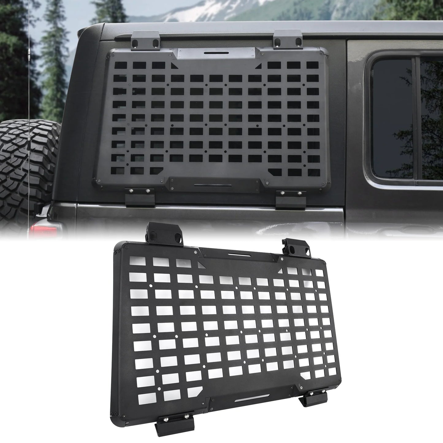 Rear Window Molle Panel System for 2018-2024 Jeep Wrangler JL 4Doors - Modular Storage and Protective Decoration
