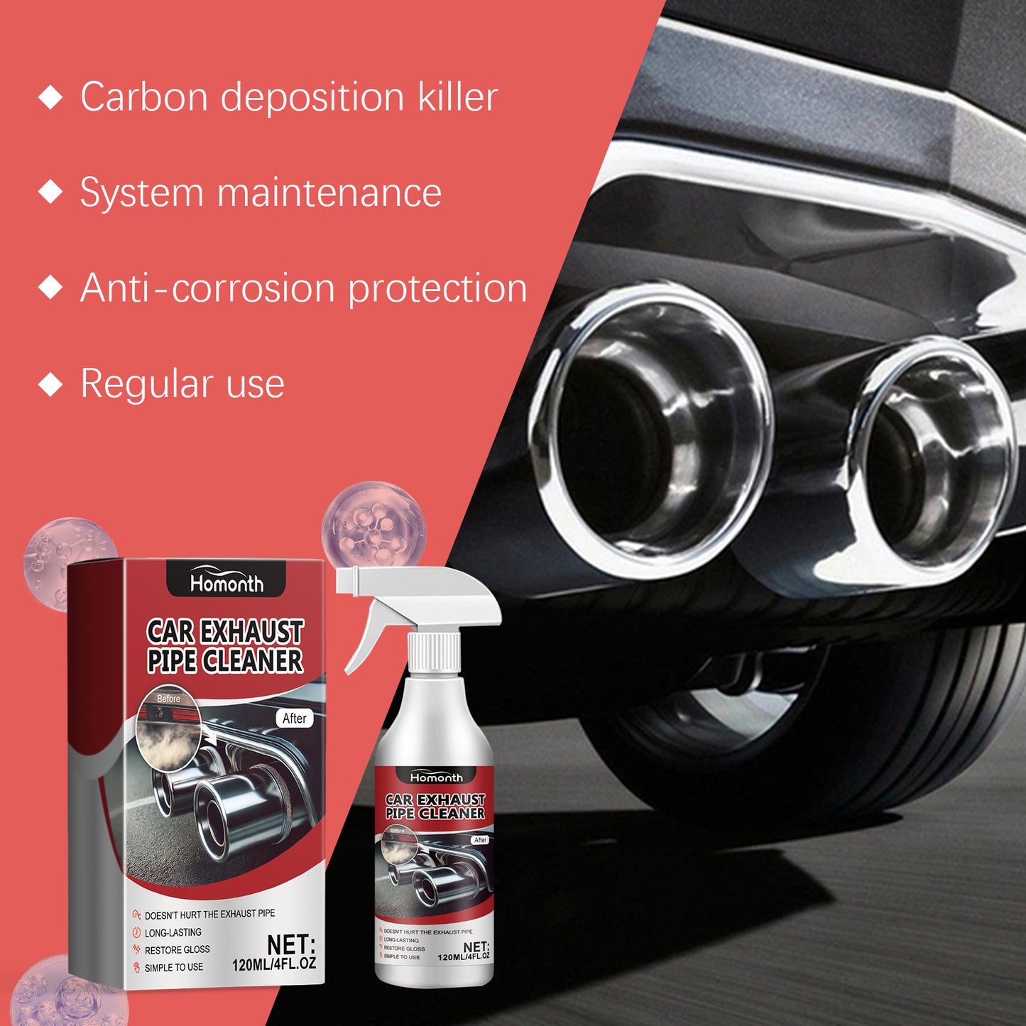 Car Exhaust Cleaner Scrub Spray Car Exhaust Pipe Decontamination And Rust Removal Cleaner